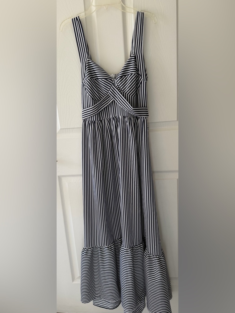 Striped Navy and White Sundress - Sleeveless Maxi Dress
